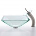 Kraus GVS-901-19mm-SN Aquamarine Square Clear Glass Vessel Bathroom Sink with PU-MR Satin Nickel - B0052F6UHU